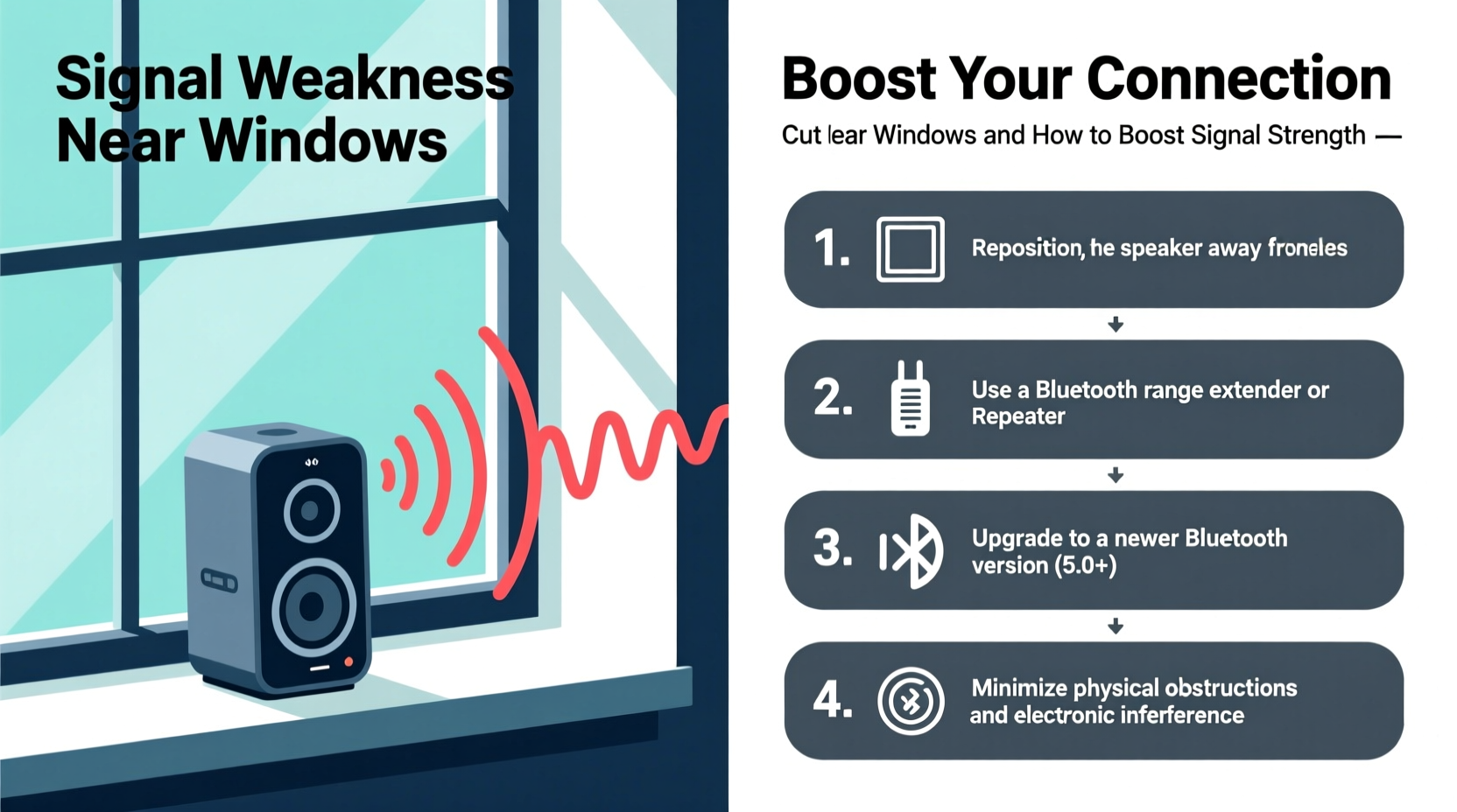 why does my bluetooth speaker cut out near windows and how to boost signal