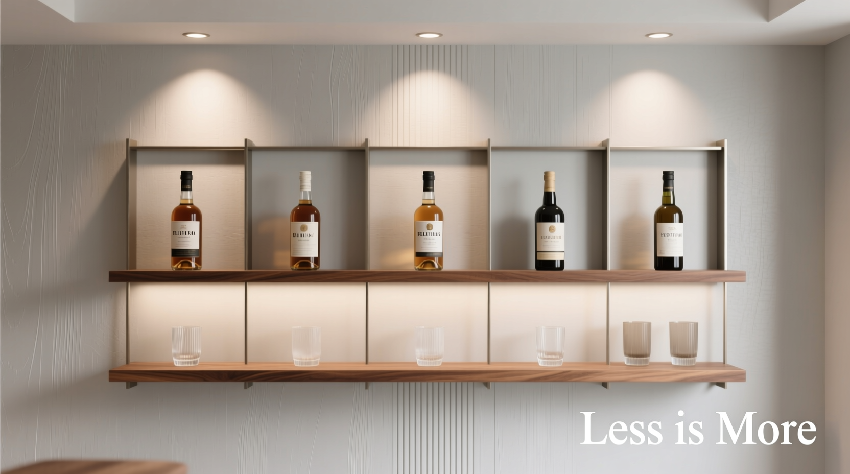 how to organize a minimalist liquor shelf without sacrificing style