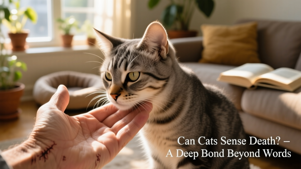 Close-up of a cat gently nuzzling a person's hand, conveying tenderness and connection