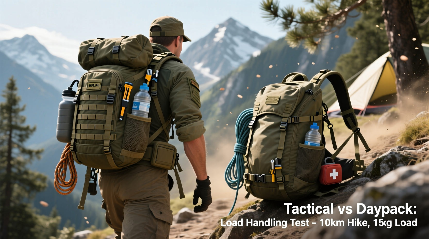tactical backpack vs regular daypack which handles heavy loads better on hikes