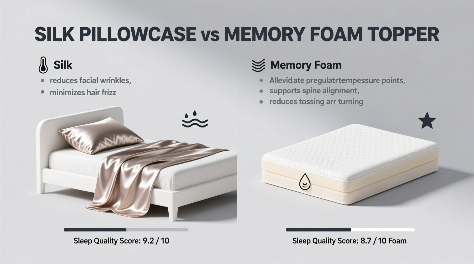 silk pillowcases vs memory foam toppers which upgrade improves sleep quality more