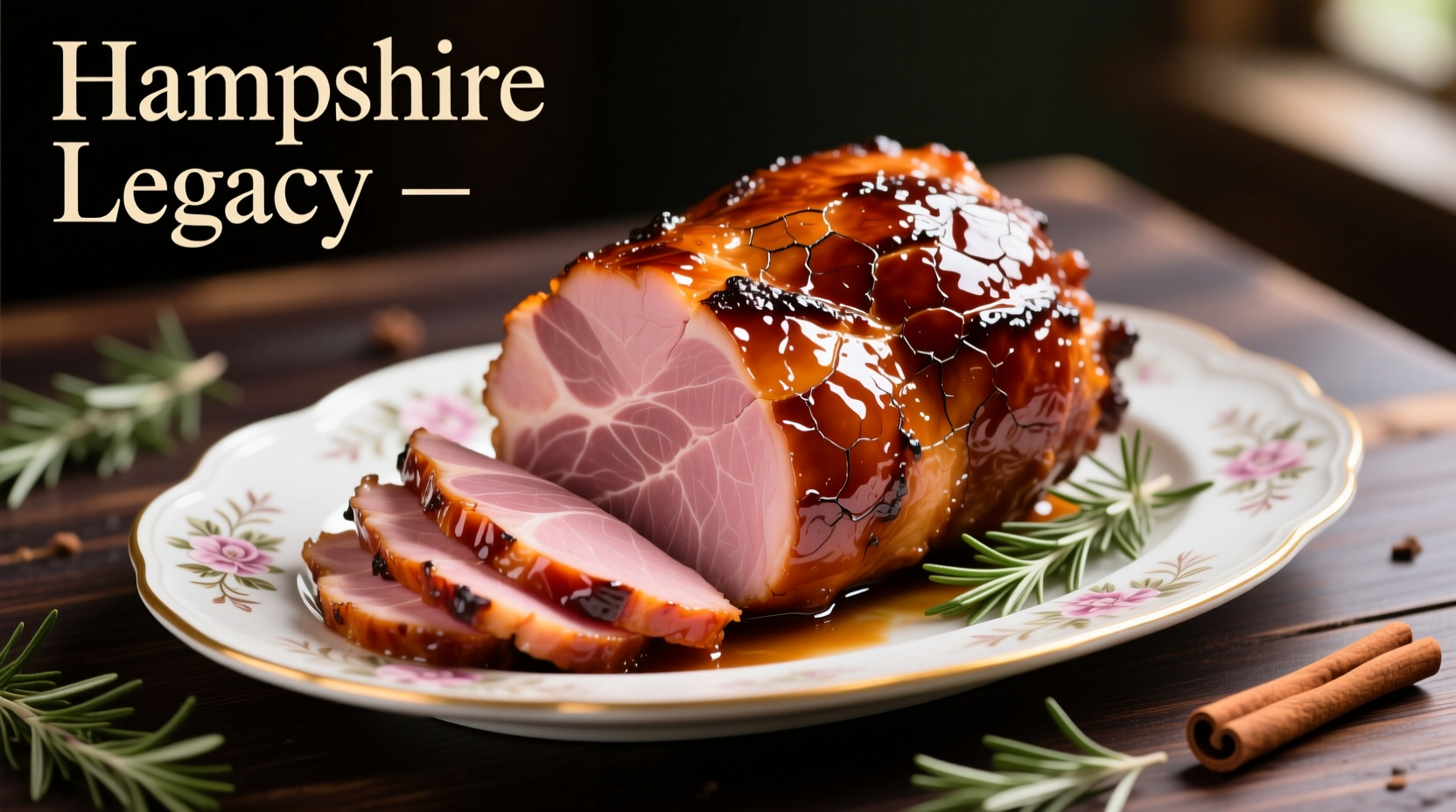 Perfectly glazed pre-cooked ham on serving platter