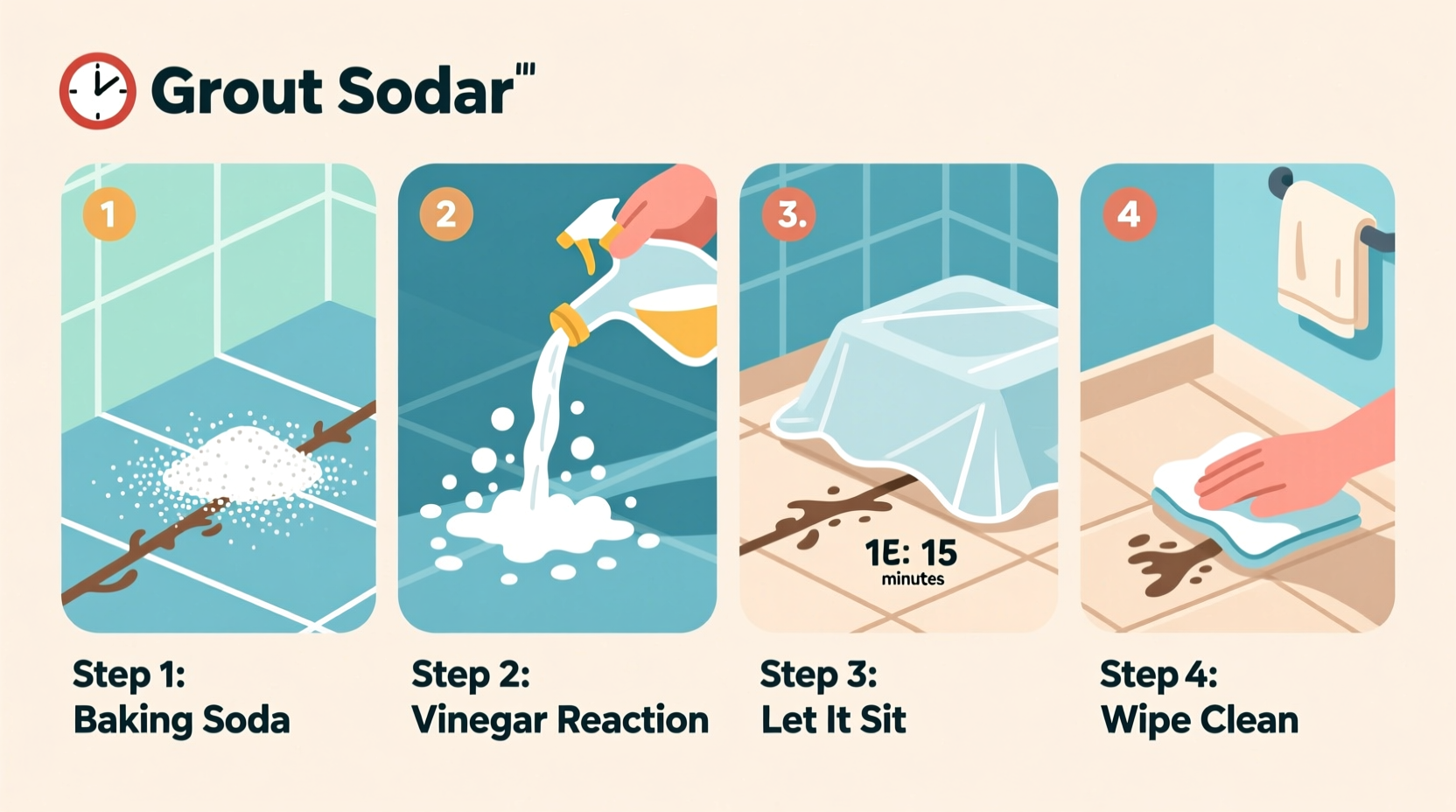 how to clean grout without scrubbing using baking soda and vinegar hacks