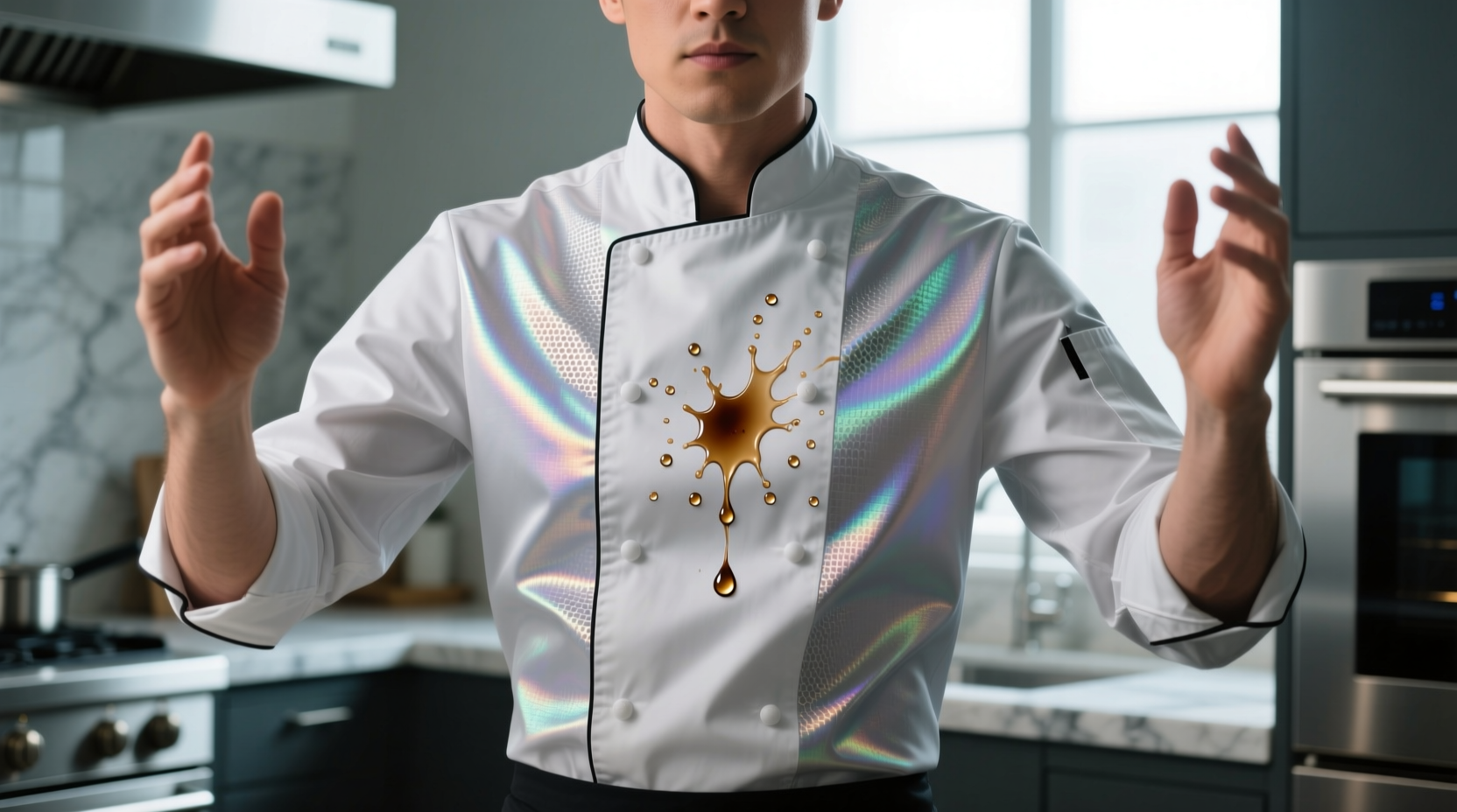 the irepel chef s shirt uses science to keep stains and