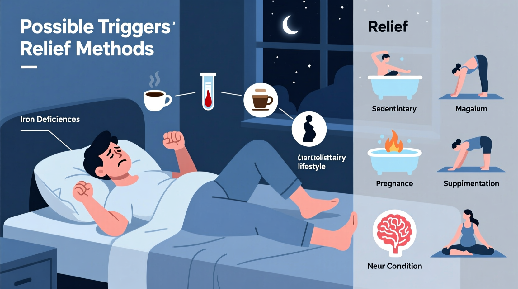 restless legs at night possible triggers and relief methods