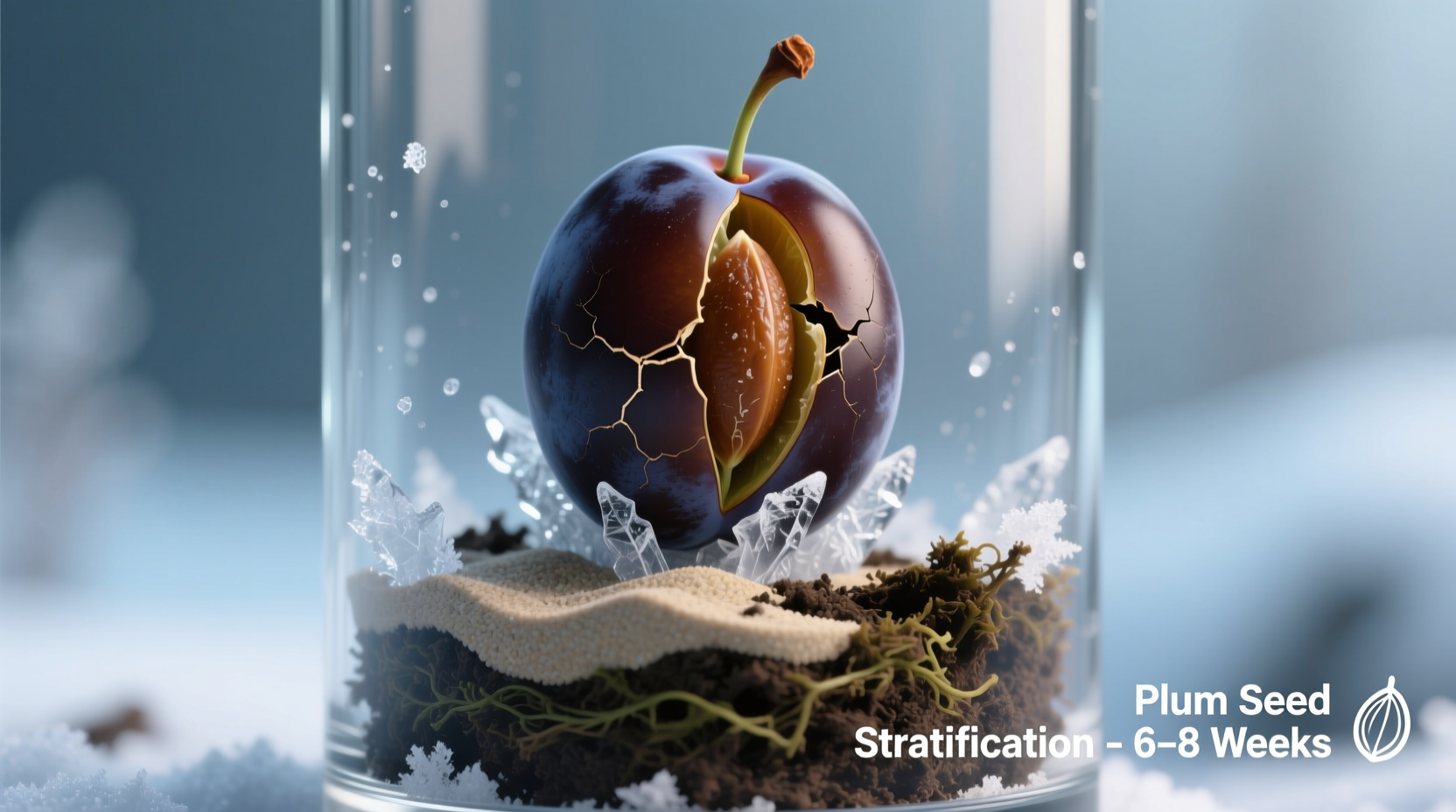 Plum seed germination process showing stratification