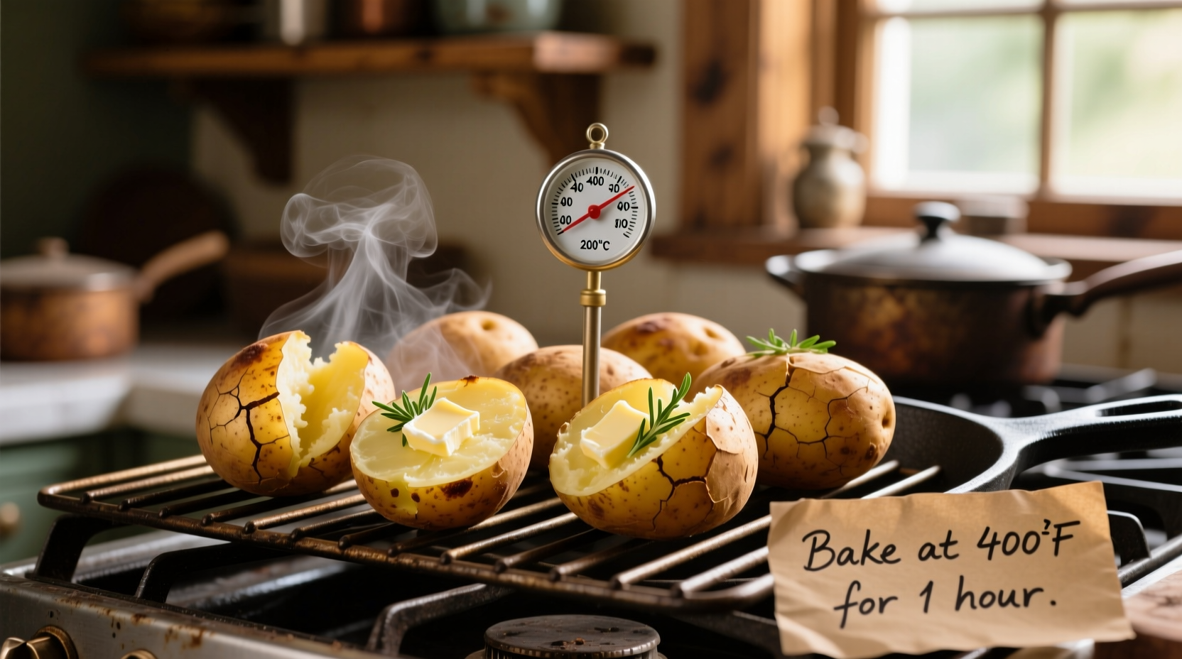 what temperature to cook baked potatoes