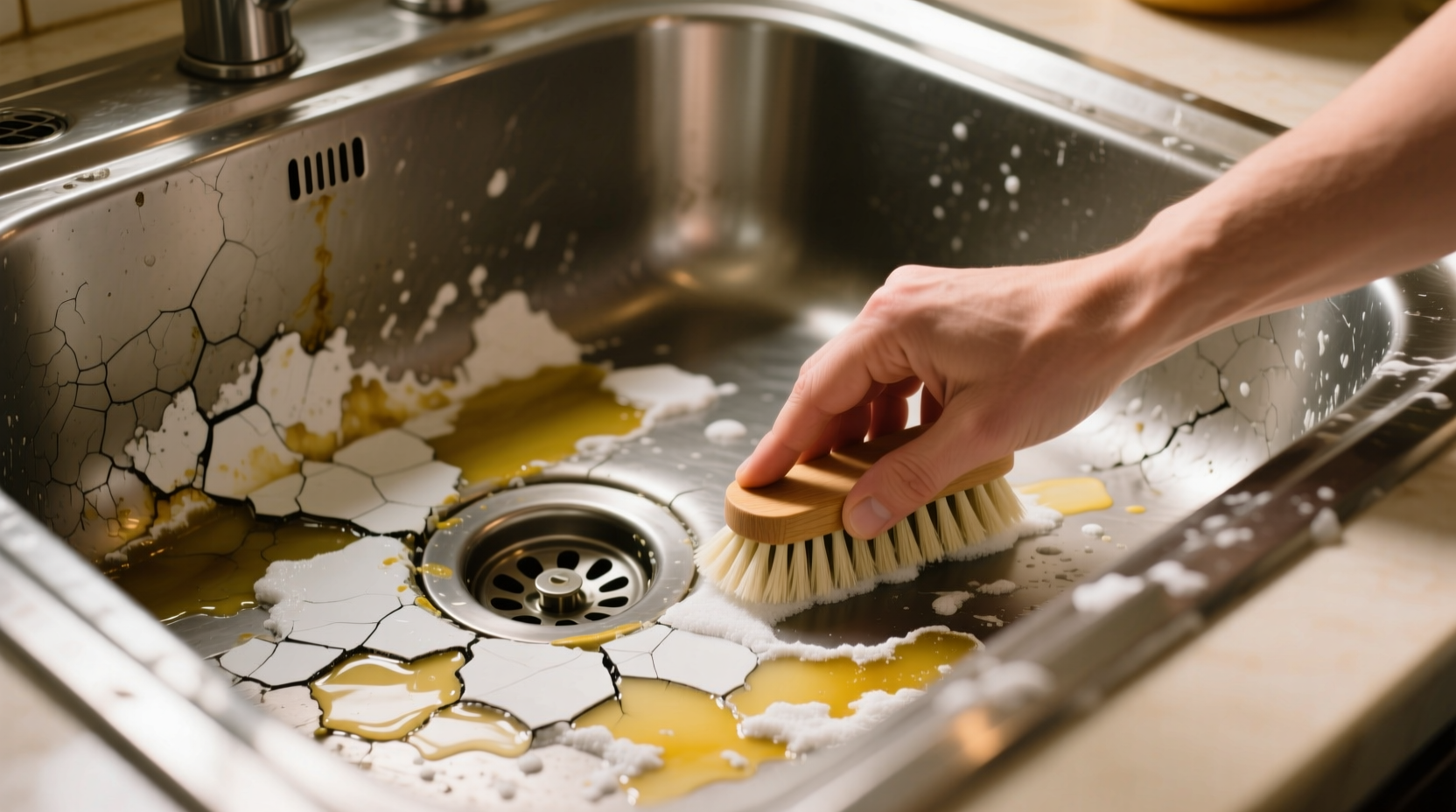 how to clean the worst hard water stains from your sink