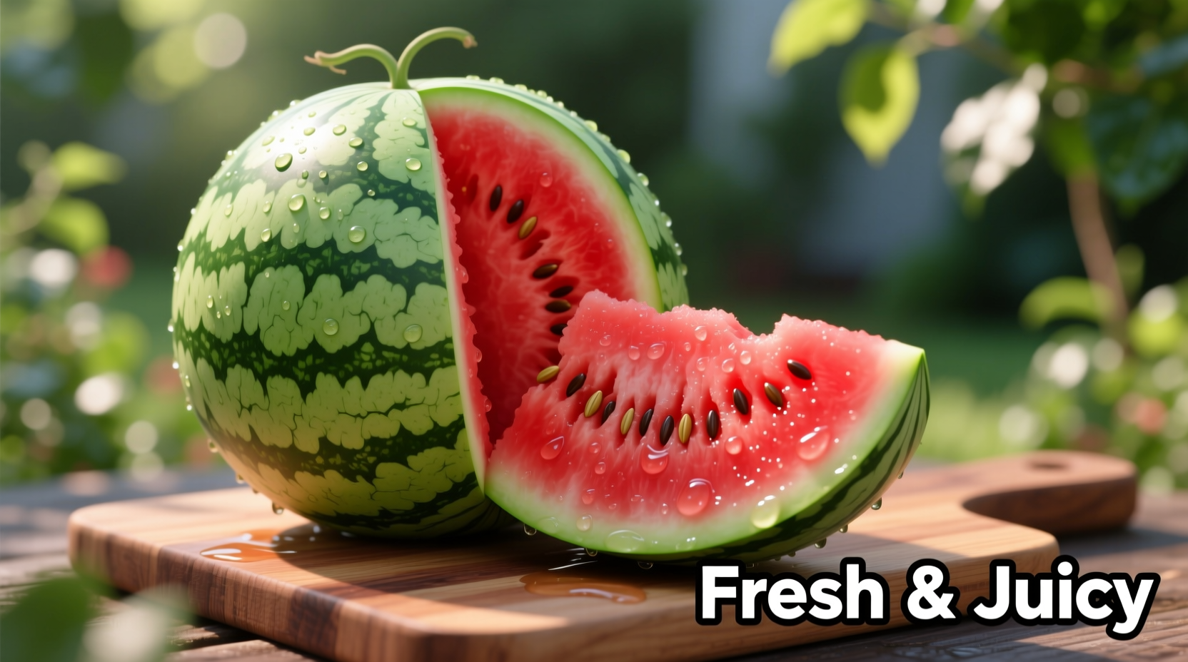 Ripe xigua watermelon with green rind and red flesh