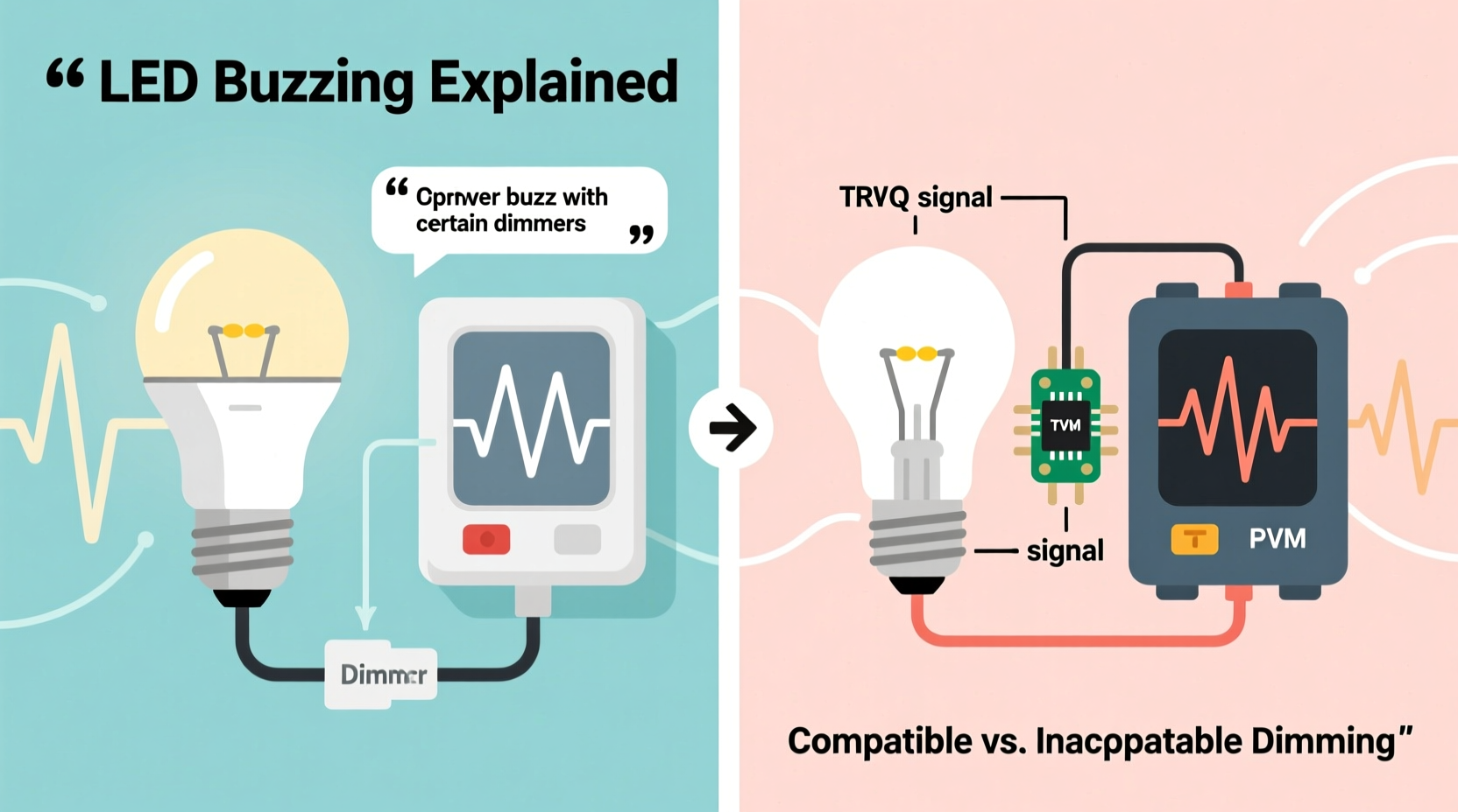 why do some led lights buzz with certain dimmers compatibility issues
