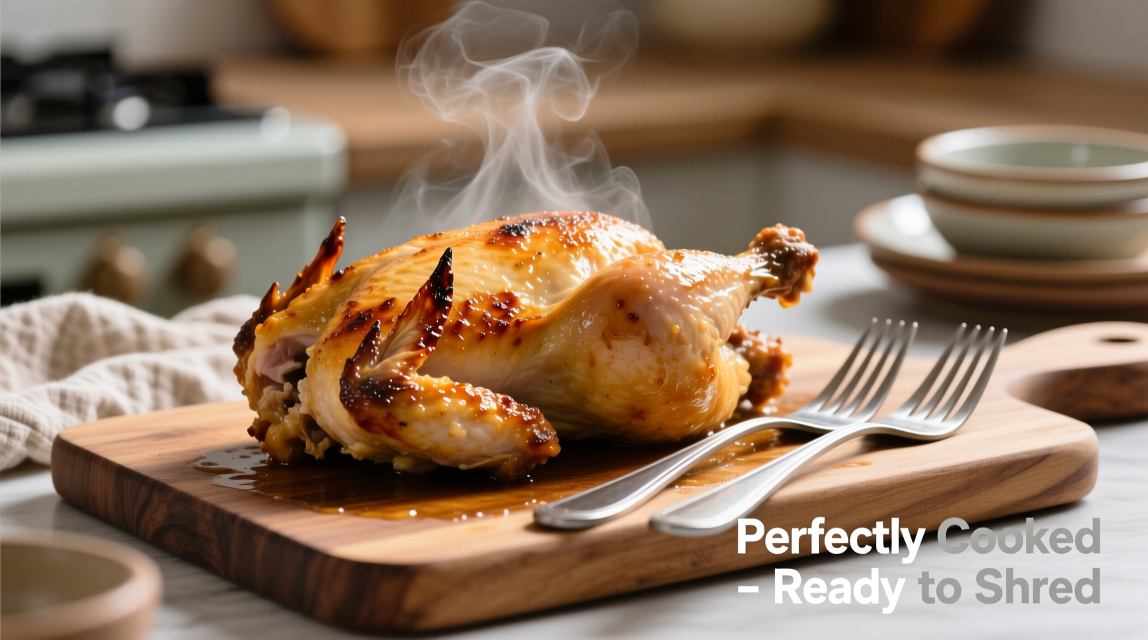 Perfectly cooked chicken ready for shredding