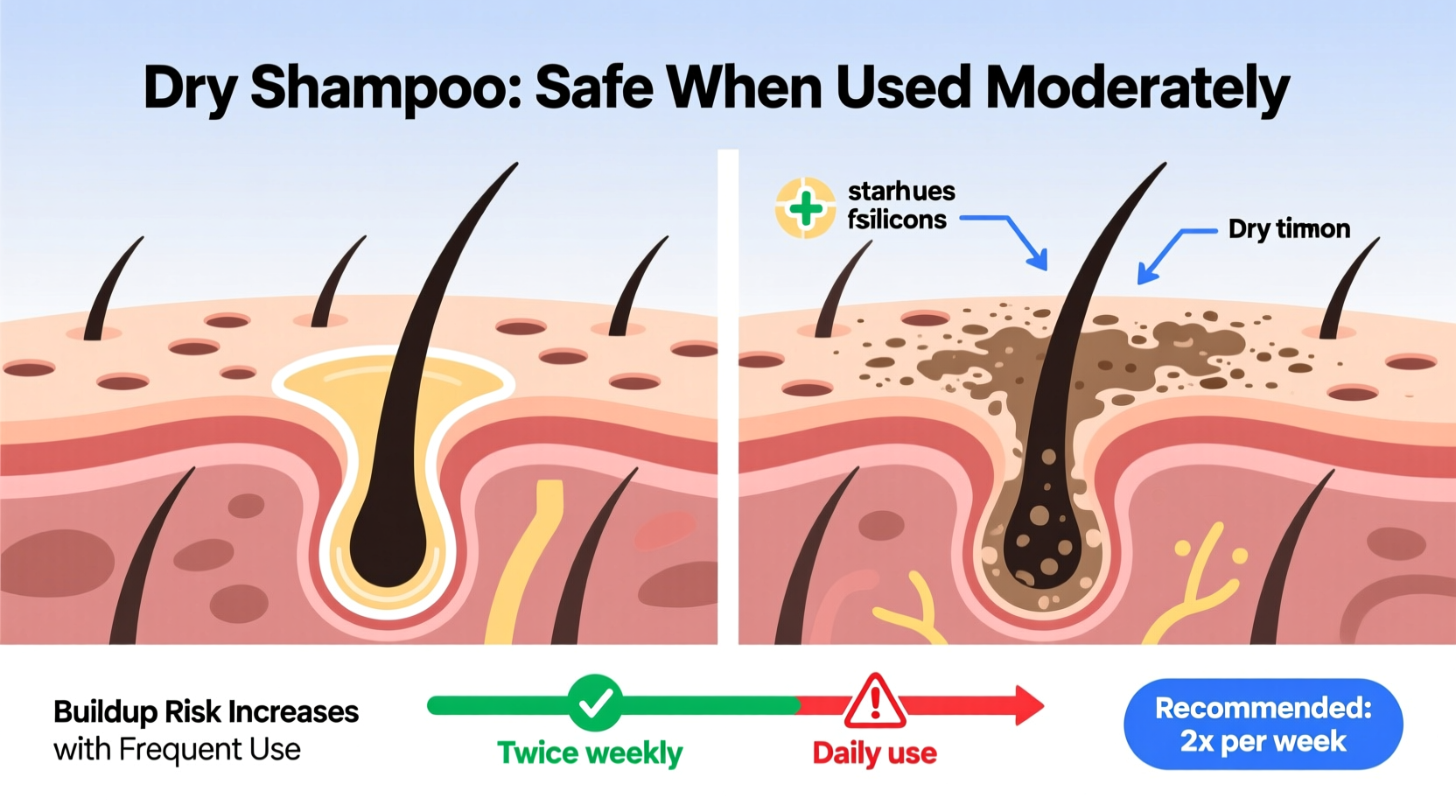 is dry shampoo causing buildup or can it be used safely twice a week