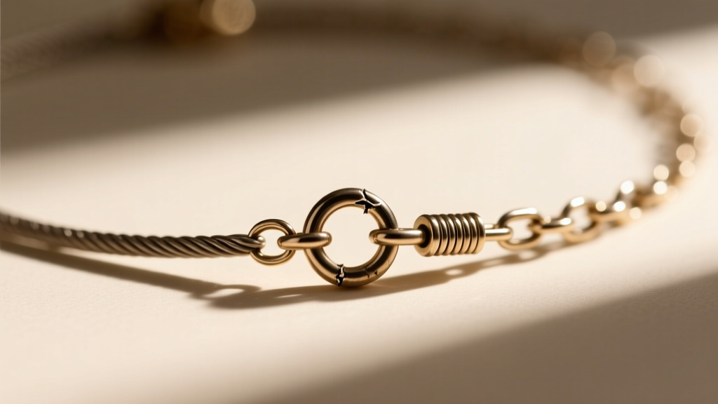 Close-up of a 0.8mm cable chain and tiny 5mm spring ring clasp on a budget cat nap necklace, highlighting structural weak points