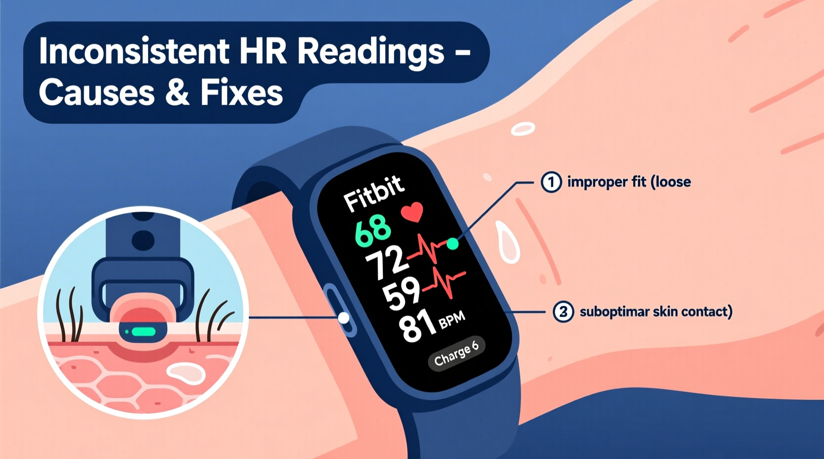 why does my fitbit show inconsistent heart rate readings sensor tips