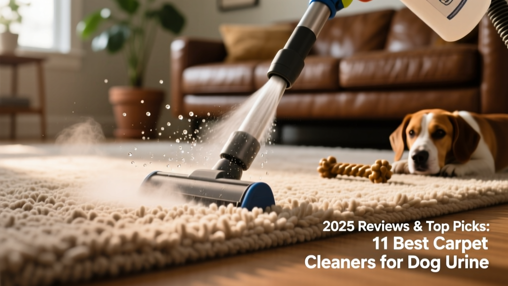 Close-up of a carpet being sprayed with a pet-safe enzymatic cleaner, showing visible application before blotting