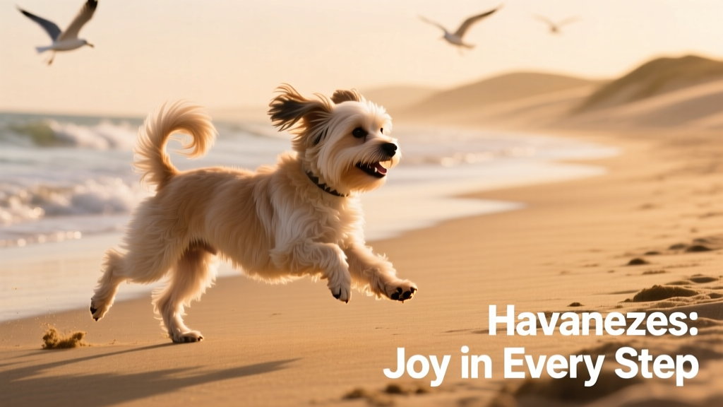 havanese running on the beach