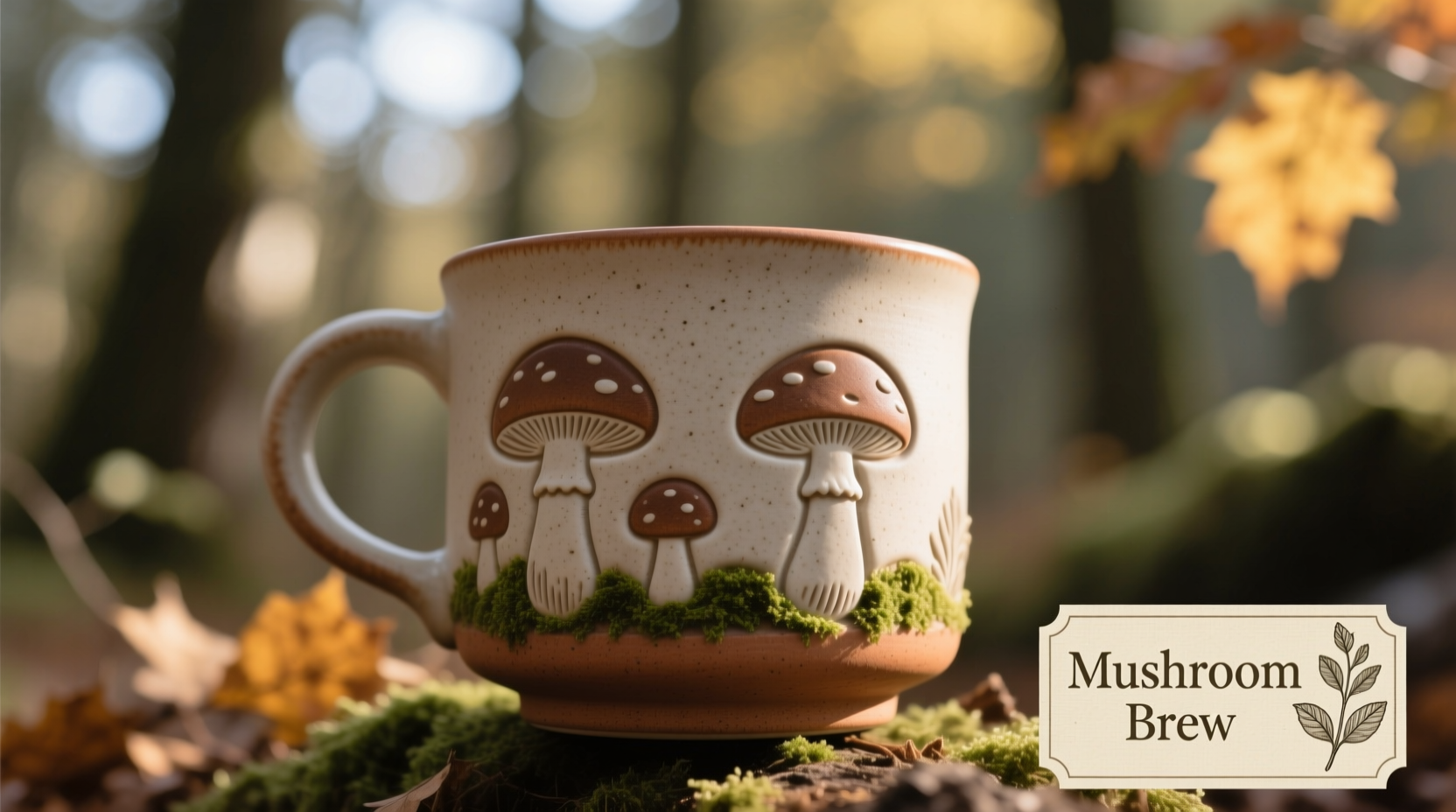 Mushroom coffee cup with earthy notes