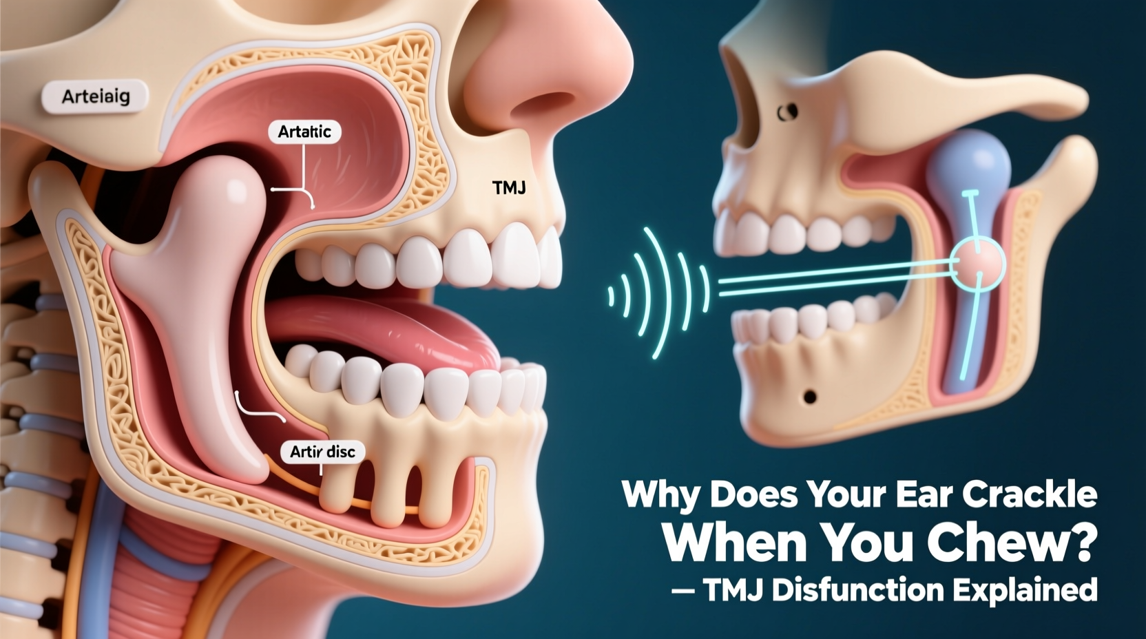 why does my ear crackle when i chew jaw joint explained