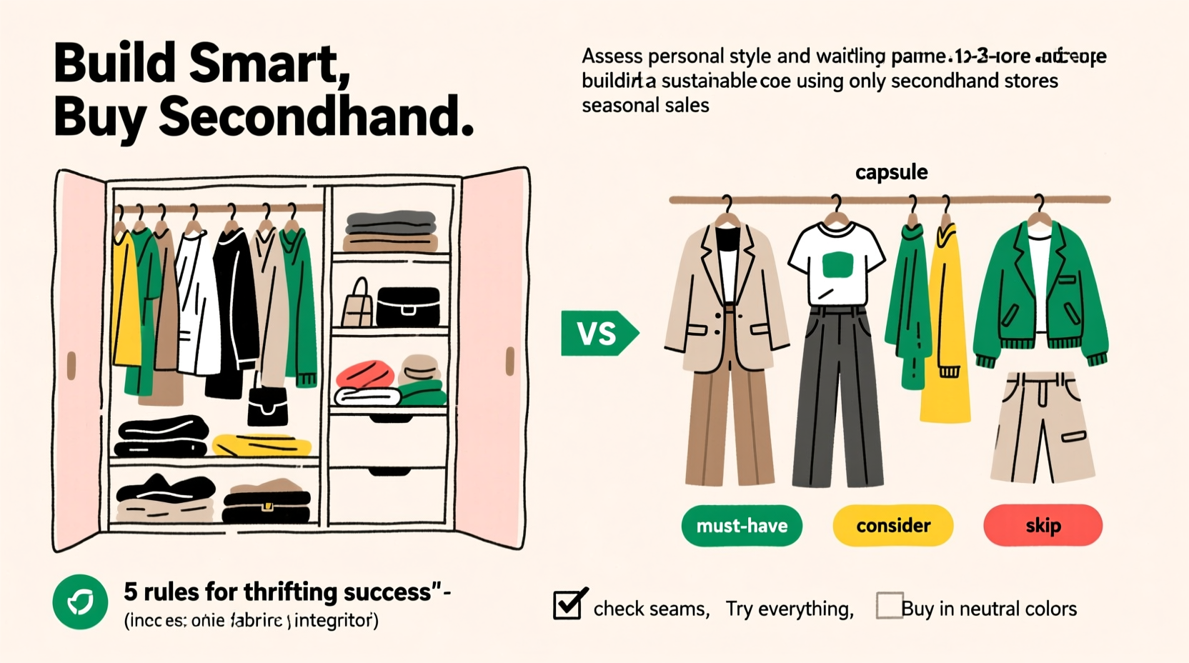how to build a capsule wardrobe using only secondhand stores and sales