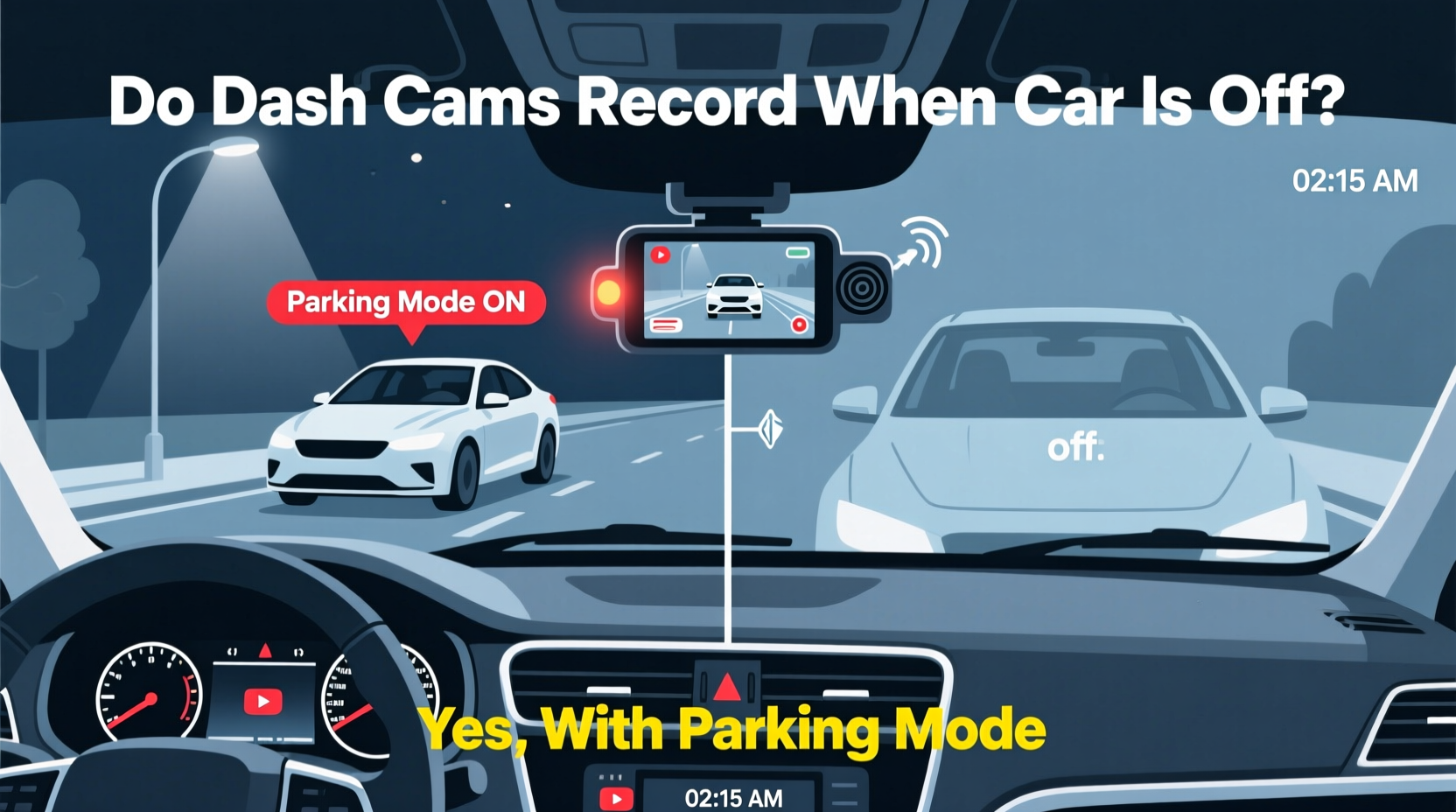 do dash cams record when car is off