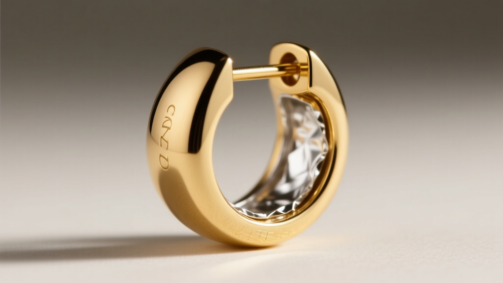 Close-up of a sealed gold collet back on a Georgian earring showing smooth metal protecting the fragile interior silver foil layer