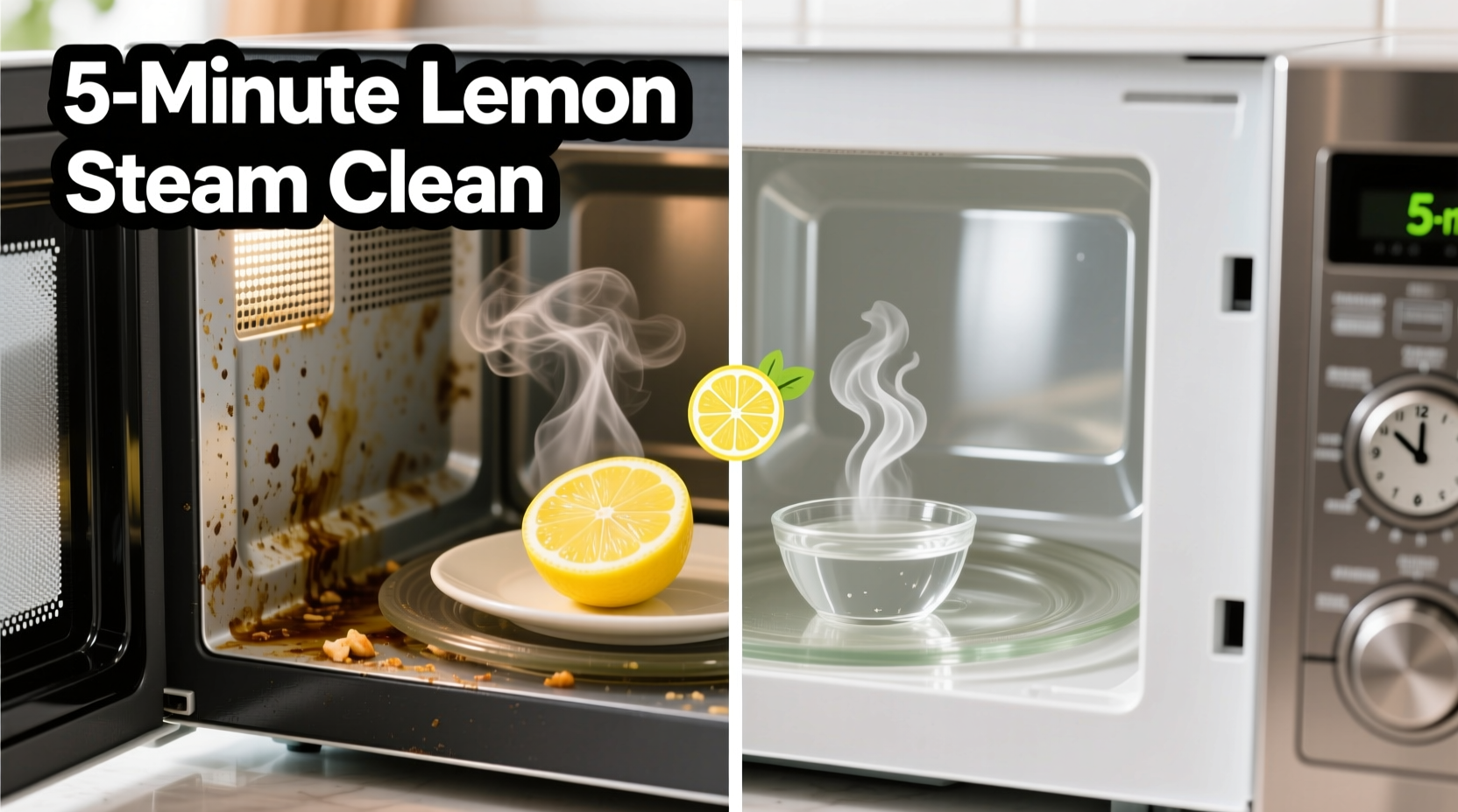 how to clean a microwave with steam and lemon in 5 minutes