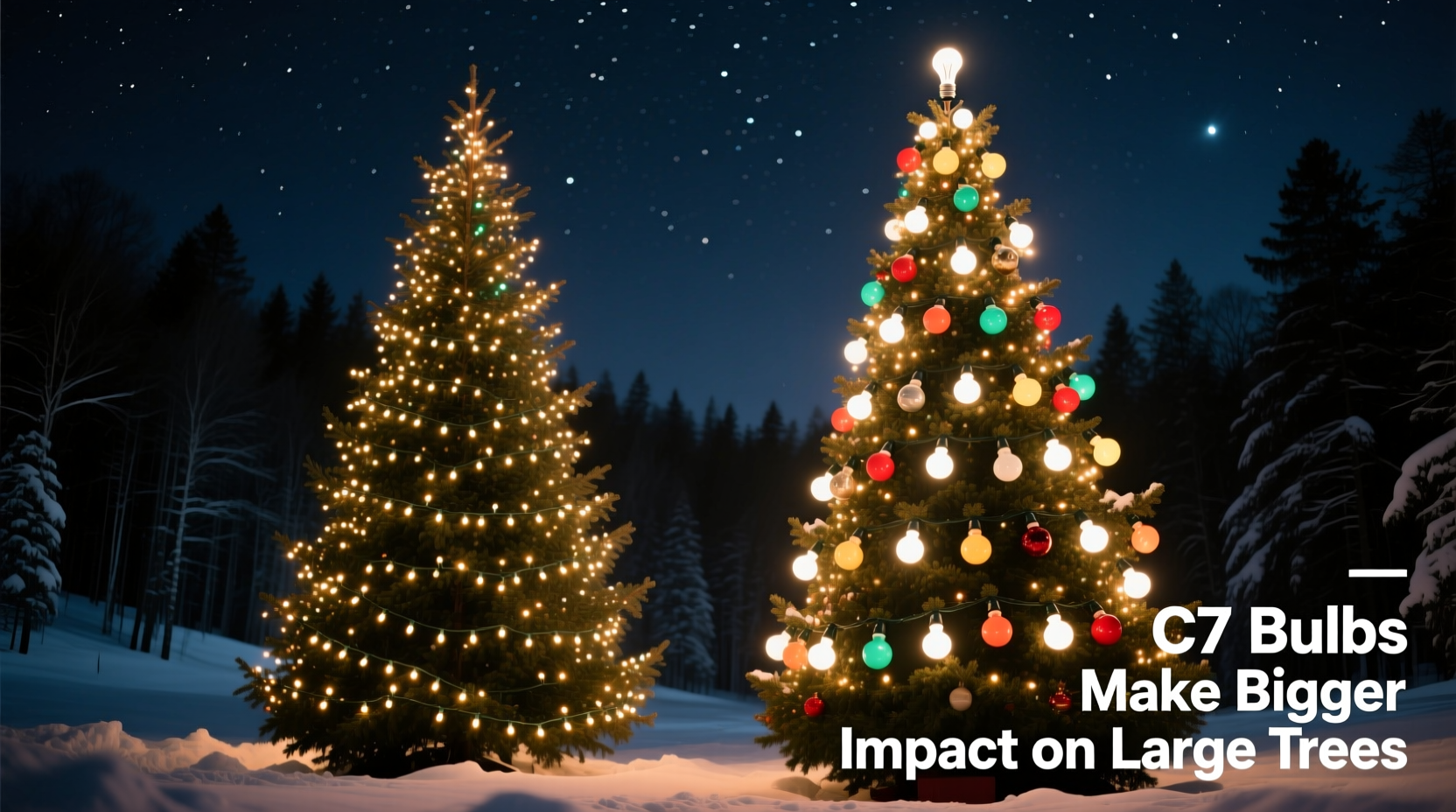 mini lights vs c7s which bulb size makes a bigger impact on large trees