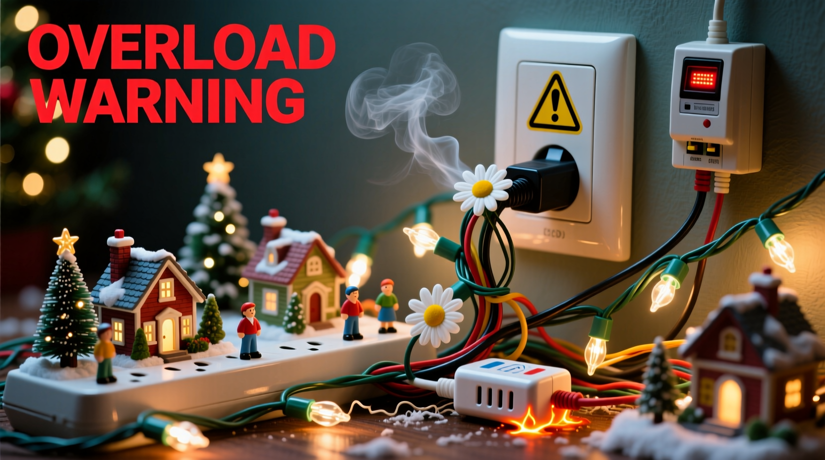why is my christmas village setup causing outlet overload and how to prevent it