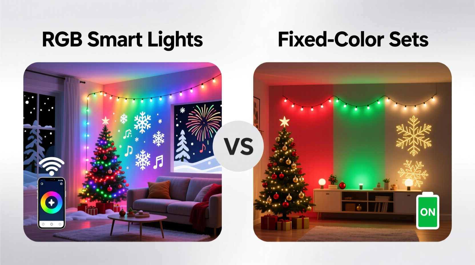 rgb smart lights vs fixed color sets which offers better holiday customization