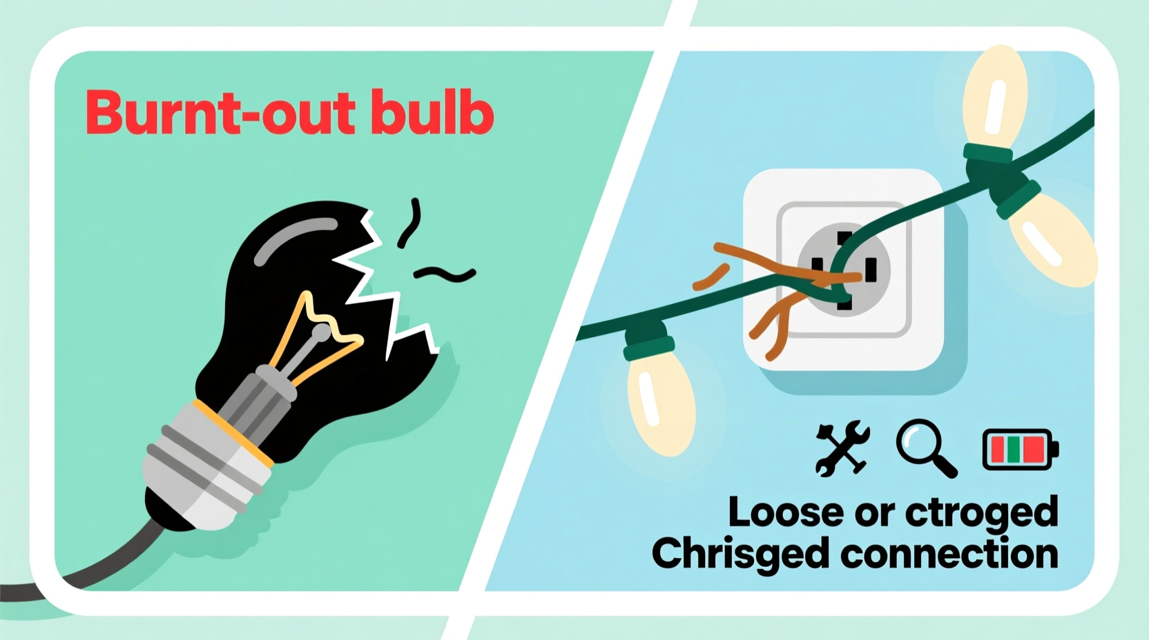 why does half my string of christmas lights go out common causes