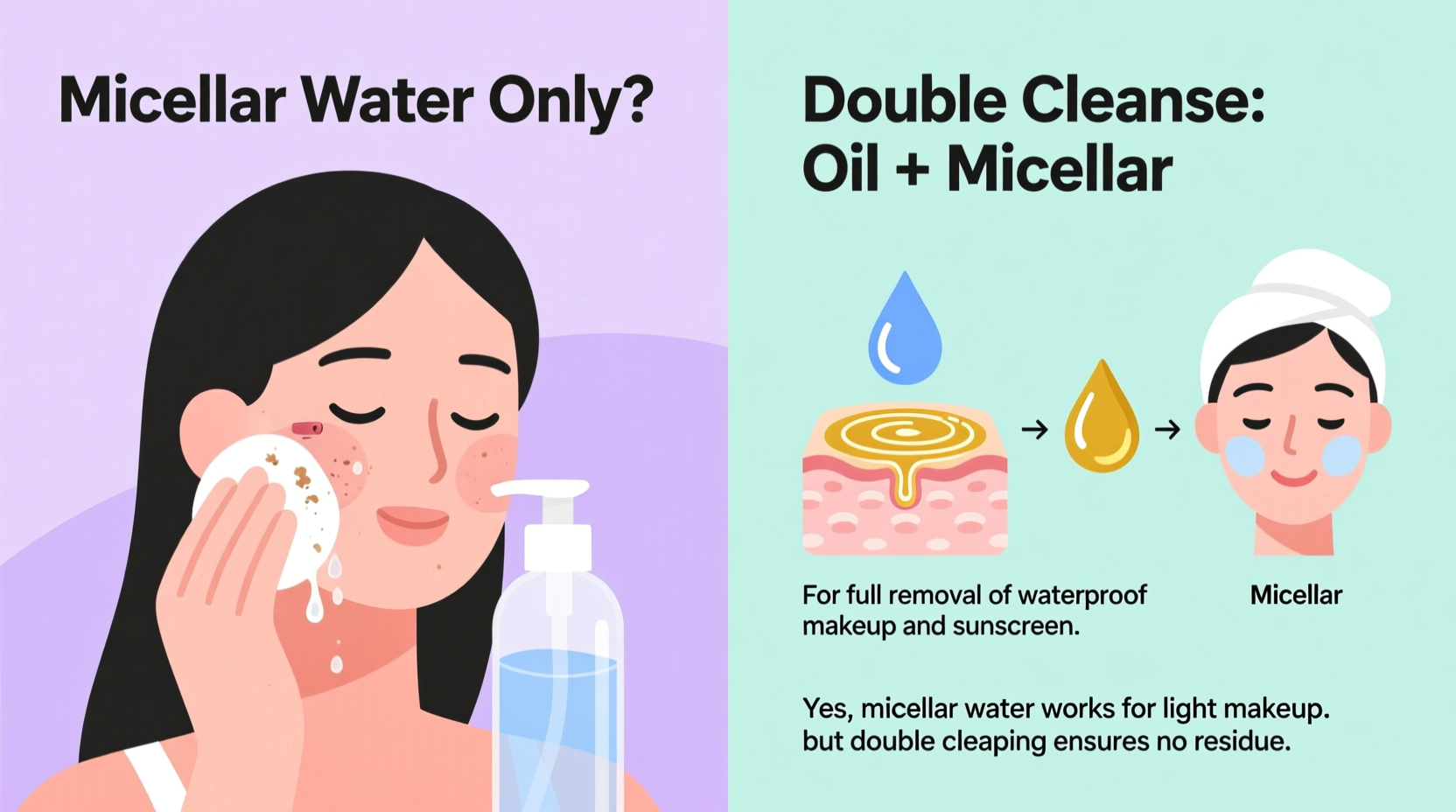 is micellar water enough to cleanse makeup or do you need a double routine