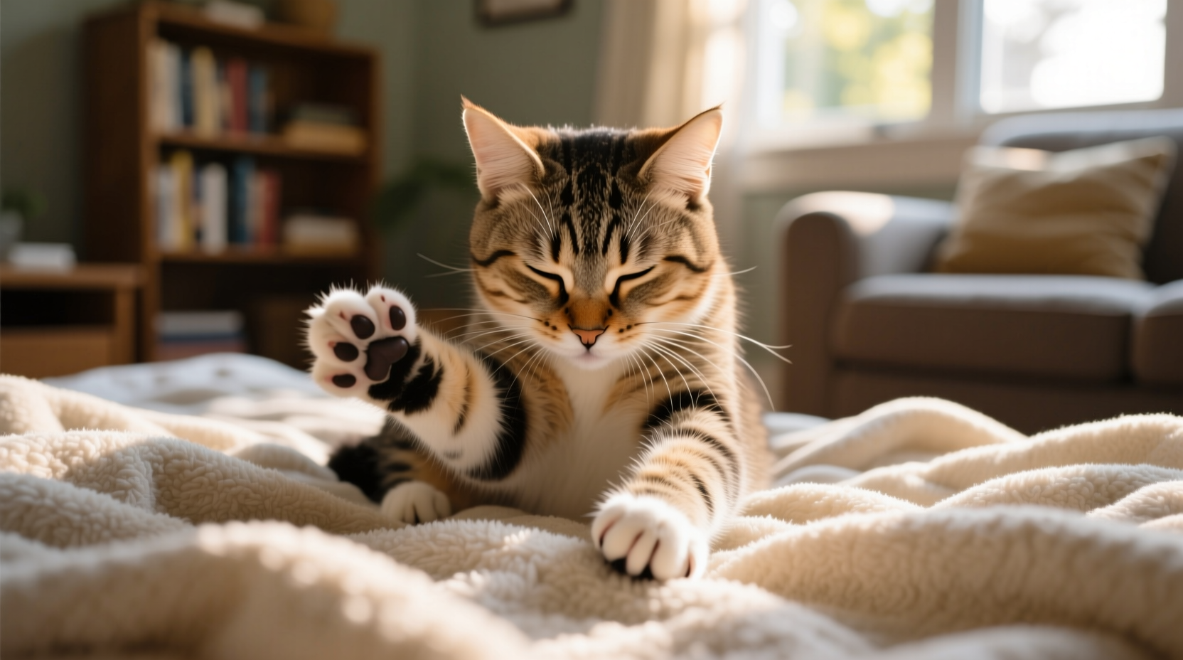 why do cats knead blankets and what does it mean about their mood