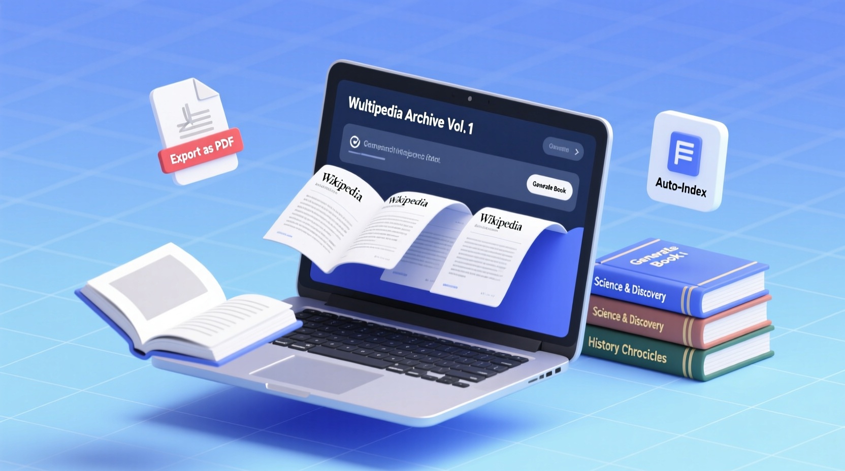 generate pdfs and multi article books from wikipedia