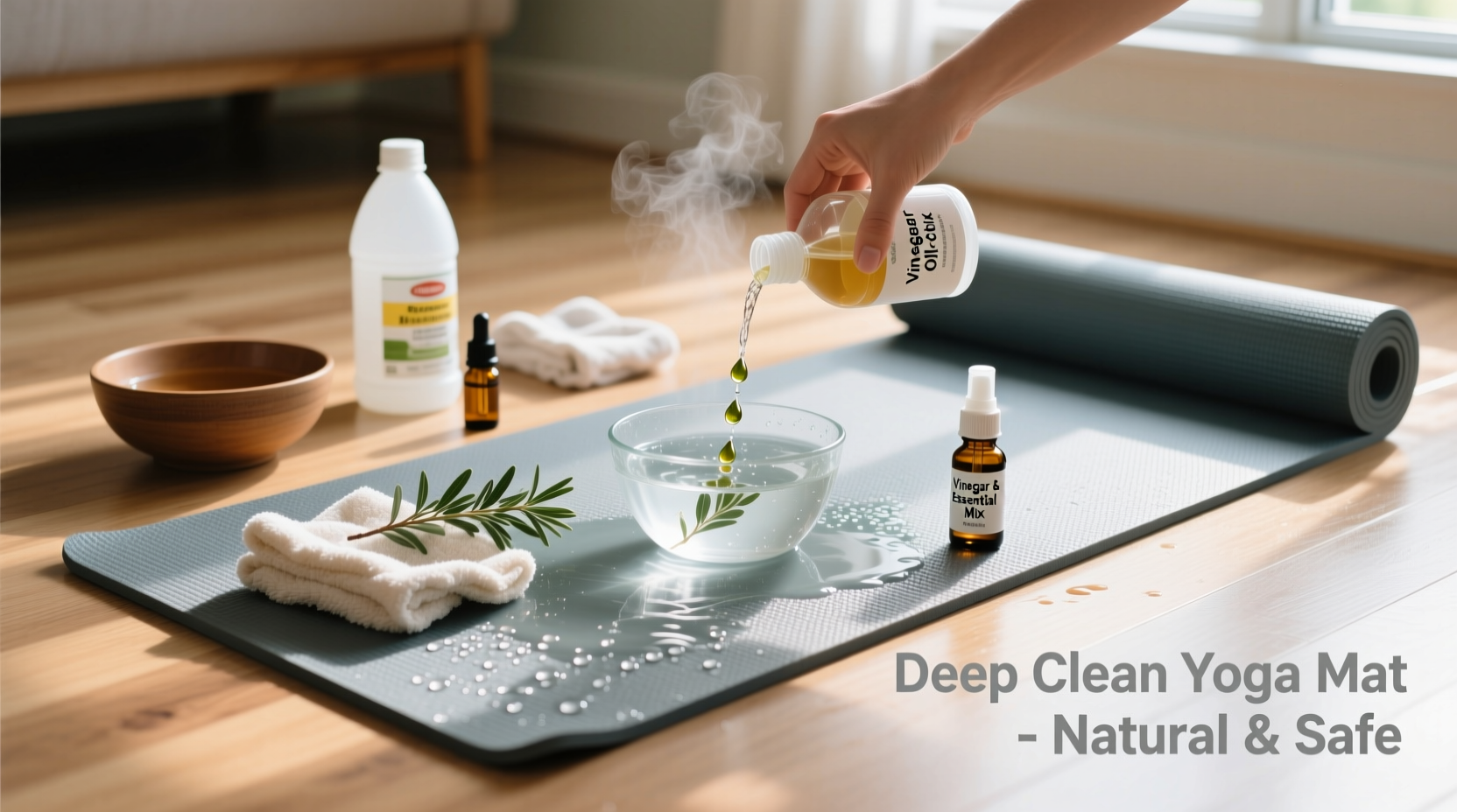 how to deep clean a yoga mat at home with vinegar and essential oils