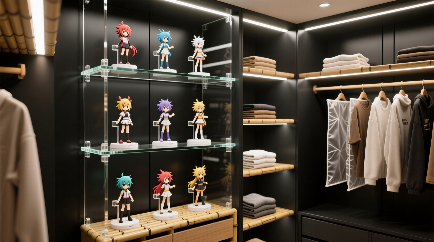 anime closet organization figures merch