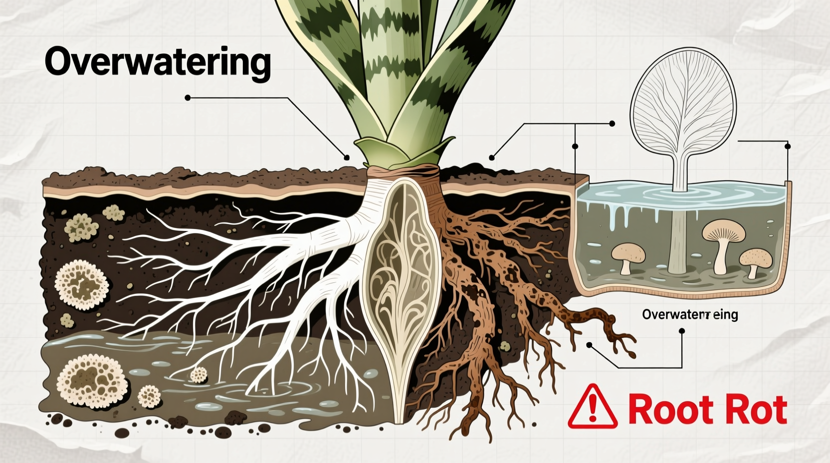 why is my snake plant turning mushy overwatering vs root rot