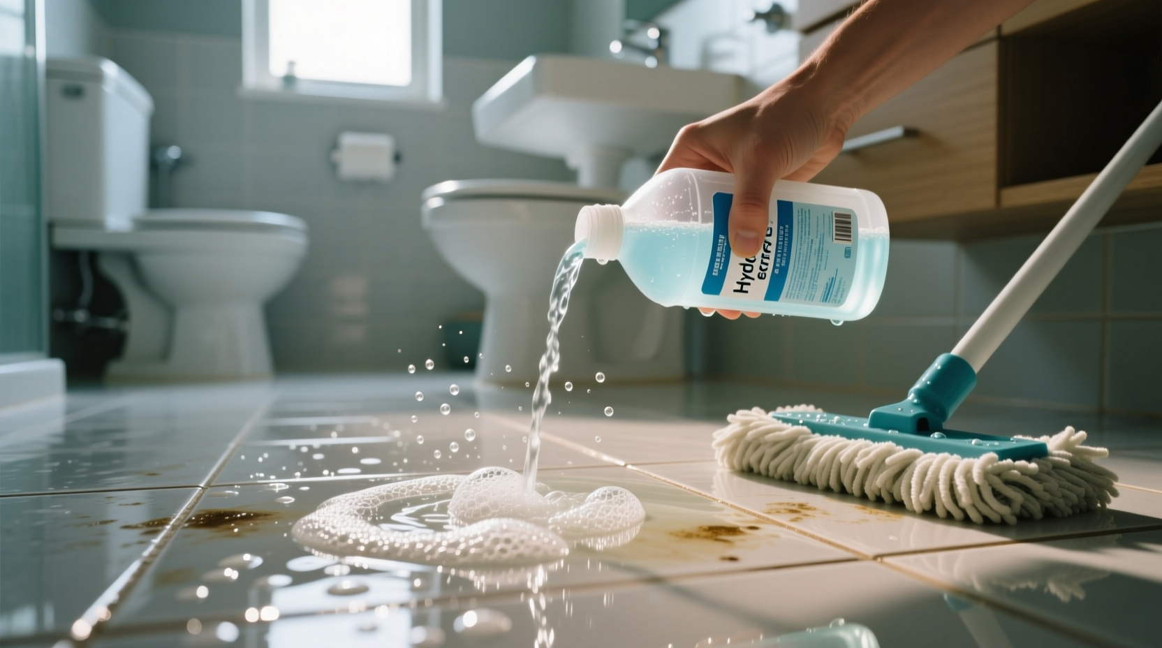 use hydrogen peroxide to clean bathroom floors