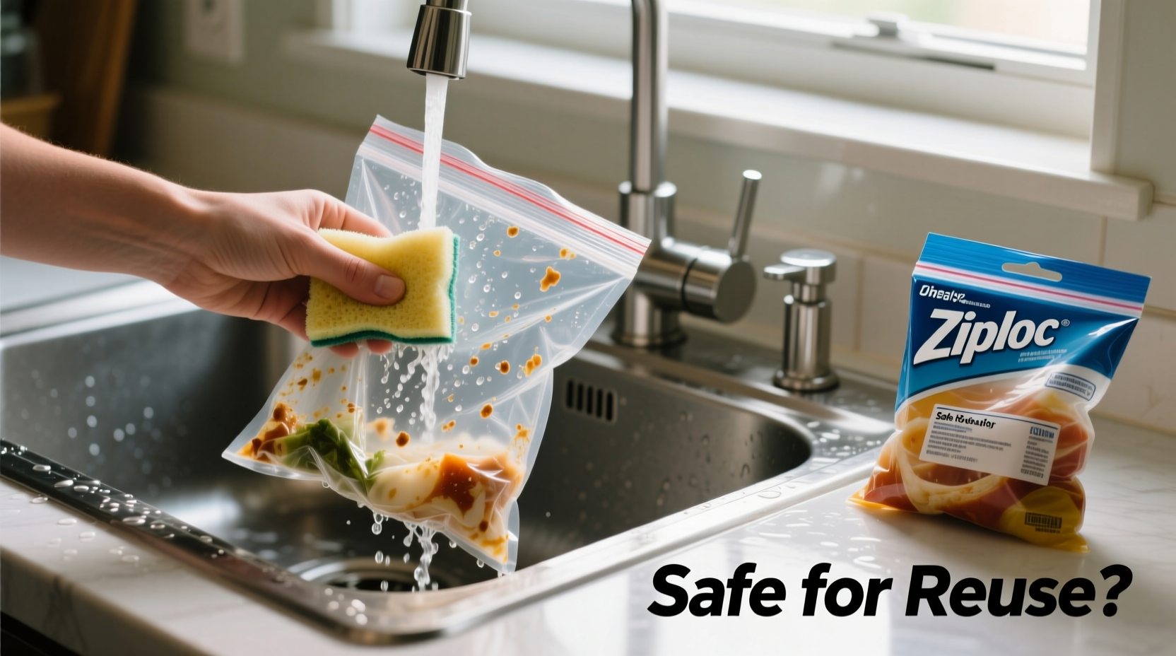 is reusing ziplock bags safe after washing with soap and water