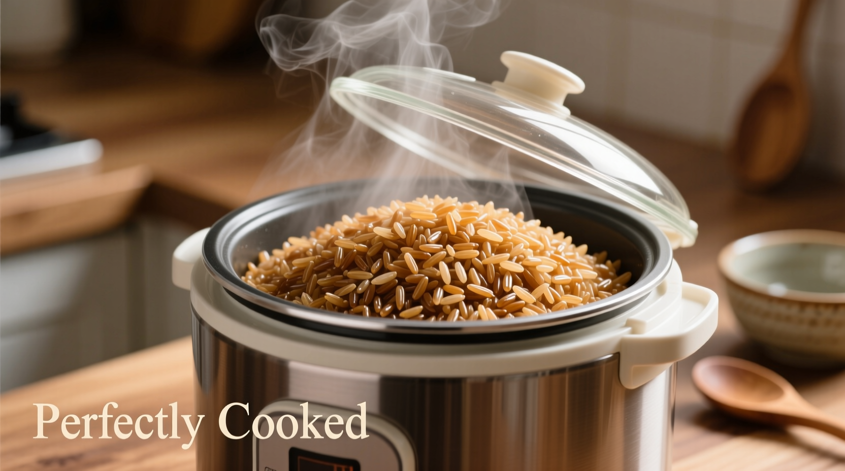 Perfectly cooked brown rice in rice cooker