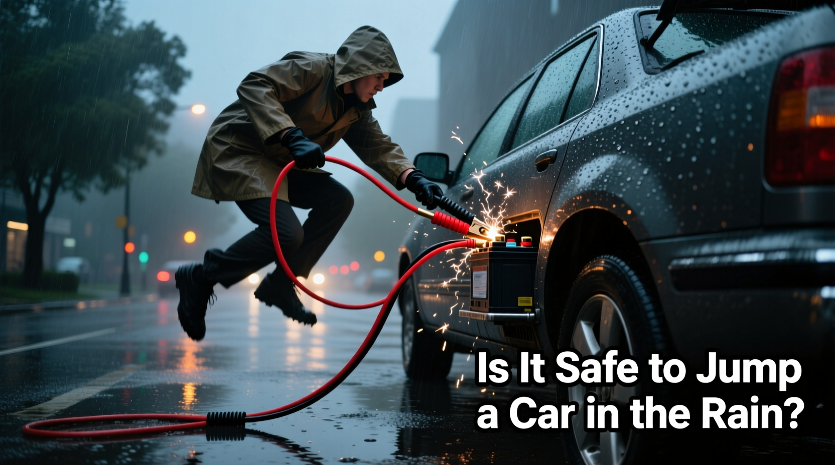 is it safe to jump a car in the rain