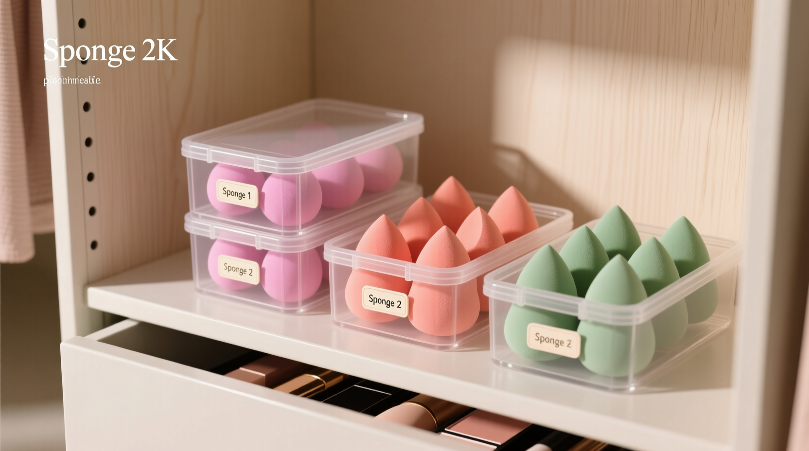 how to store reusable makeup sponges in a drawer