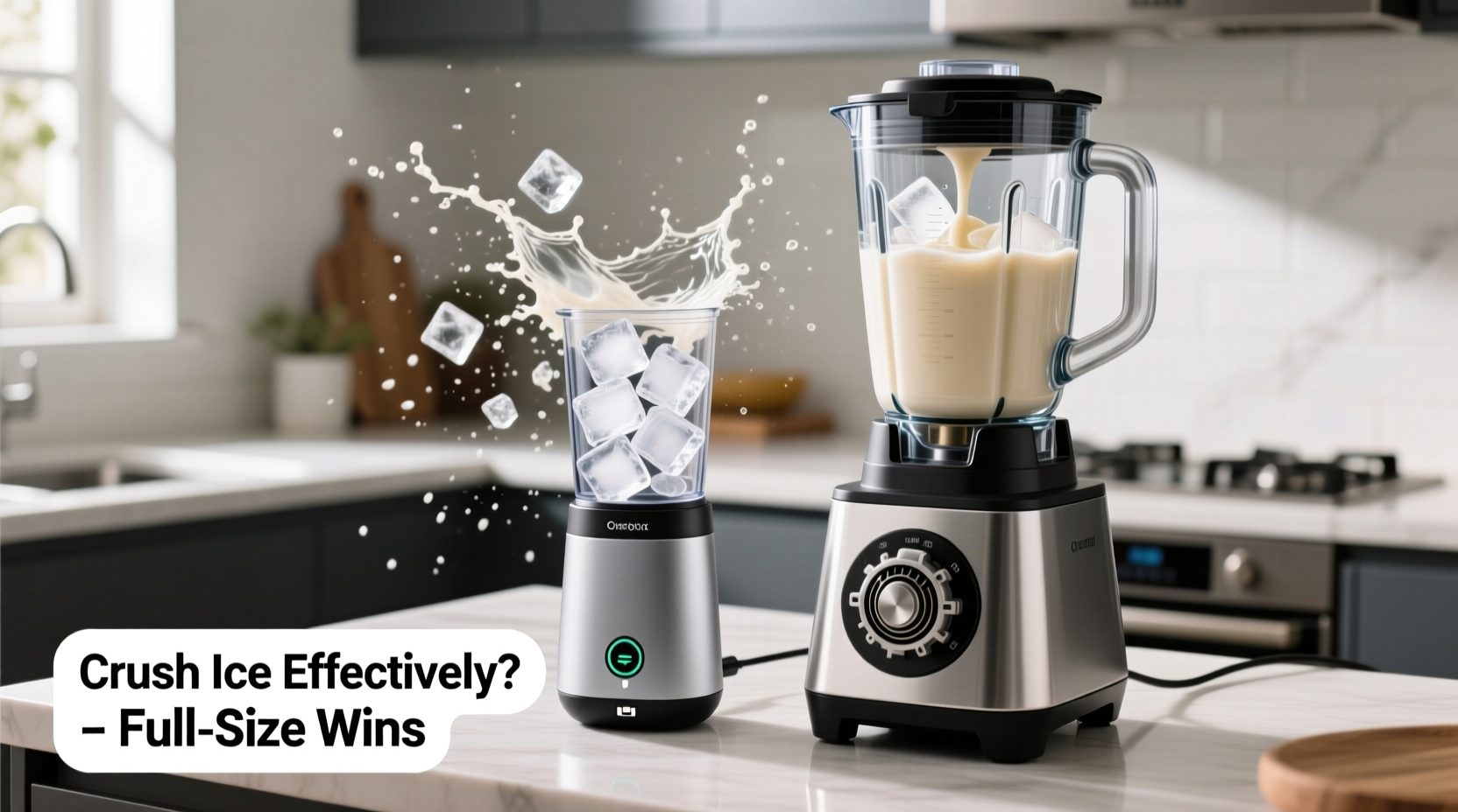 portable blender vs full size blender can it crush ice effectively