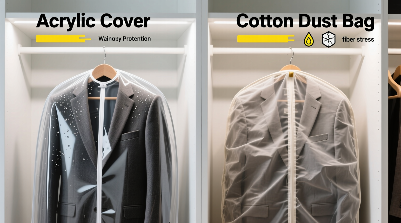 closet organization tips acrylic vs cotton suit covers