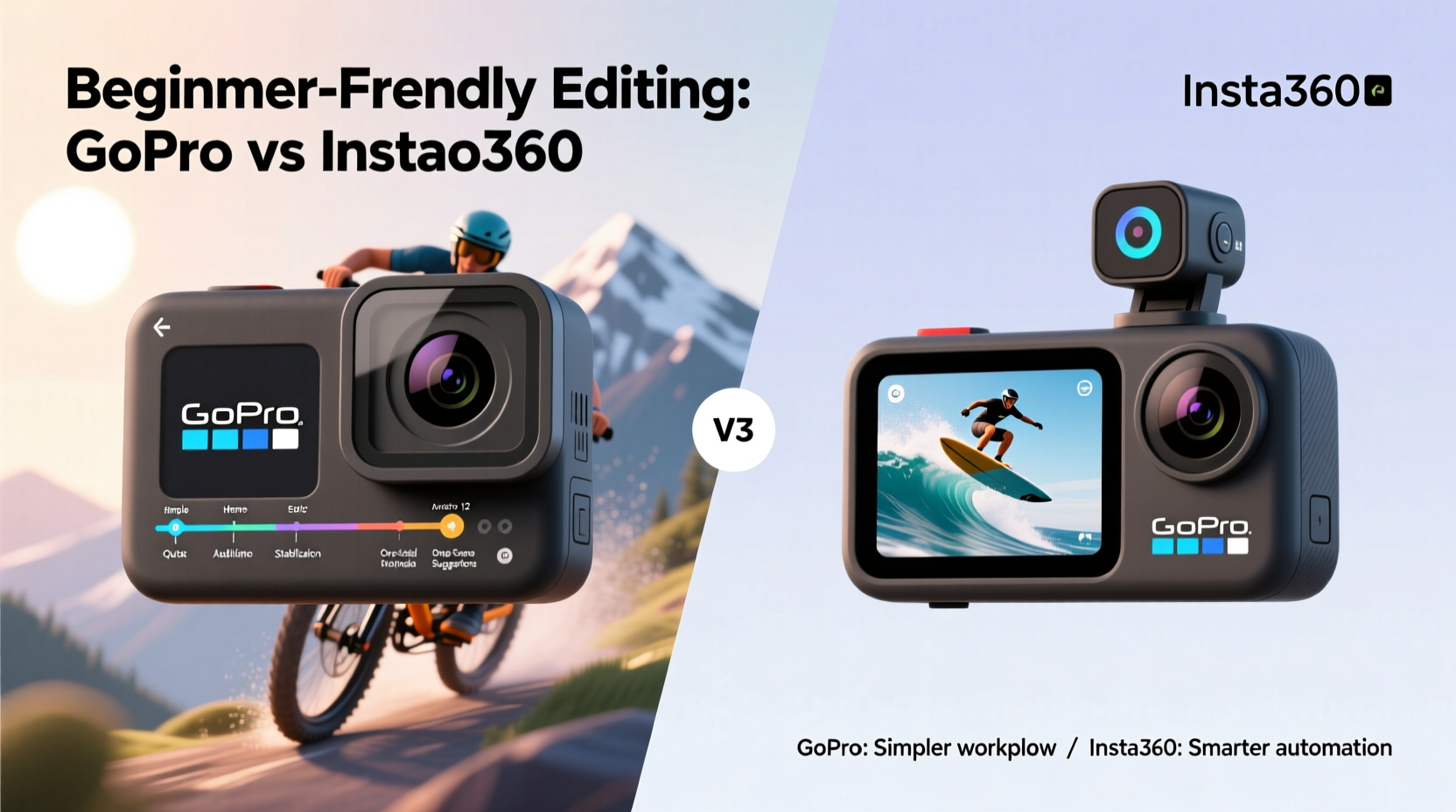 gopro vs inst360 which action camera is easier for beginners to edit