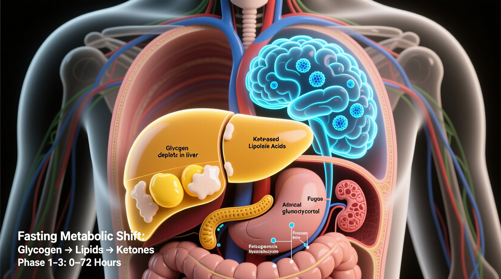 Human body metabolic process during fasting stages