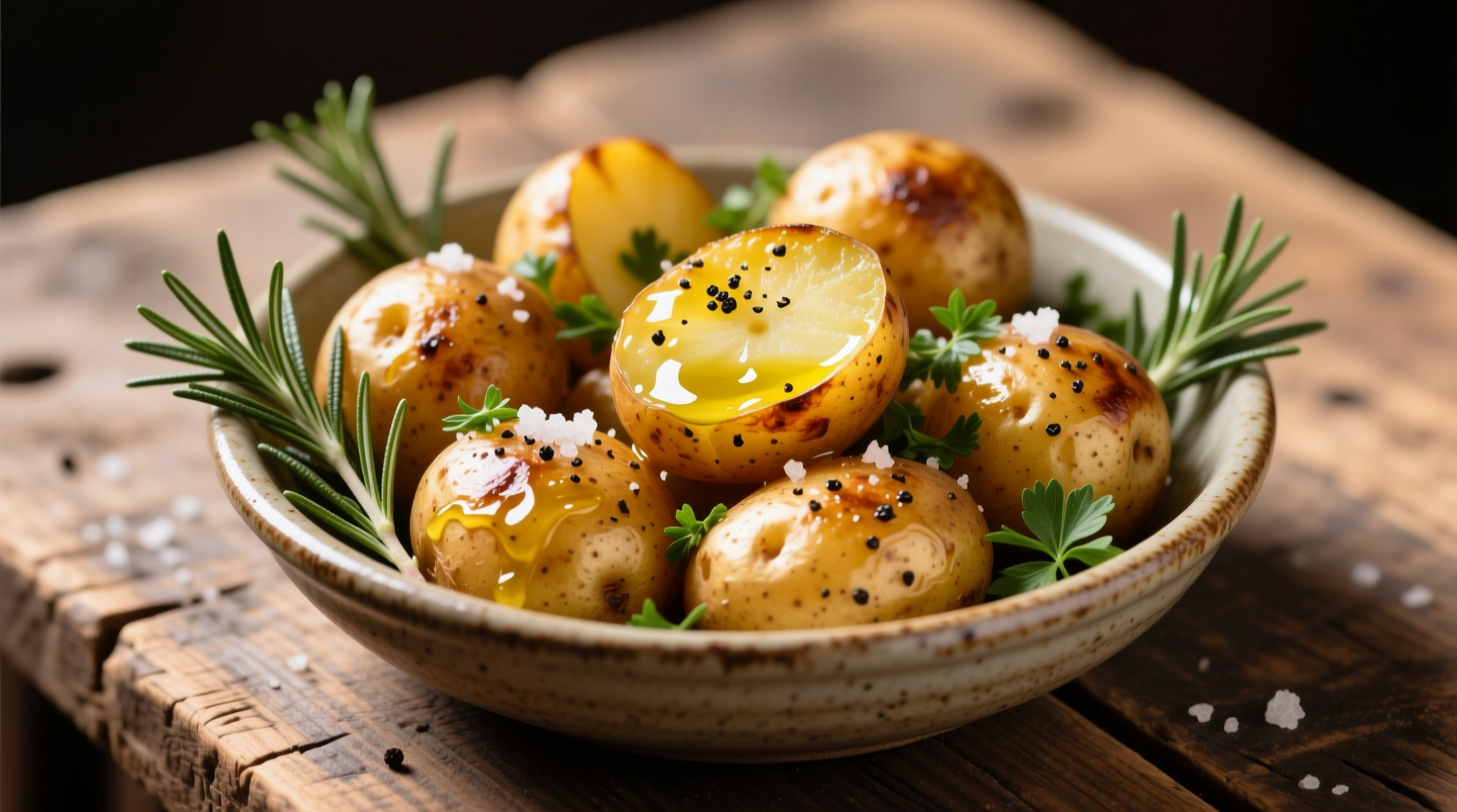 Golden roasted Yukon Gold potatoes with fresh herbs
