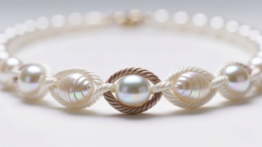 Macro view of a luxury white puka necklace showing precise silk micro-knots between shells to prevent calcium carbonate abrasion
