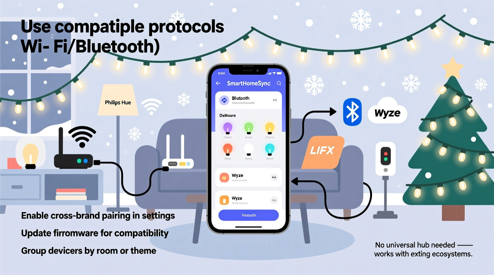 how to sync multiple brands of smart christmas lights to one app without buying a universal hub