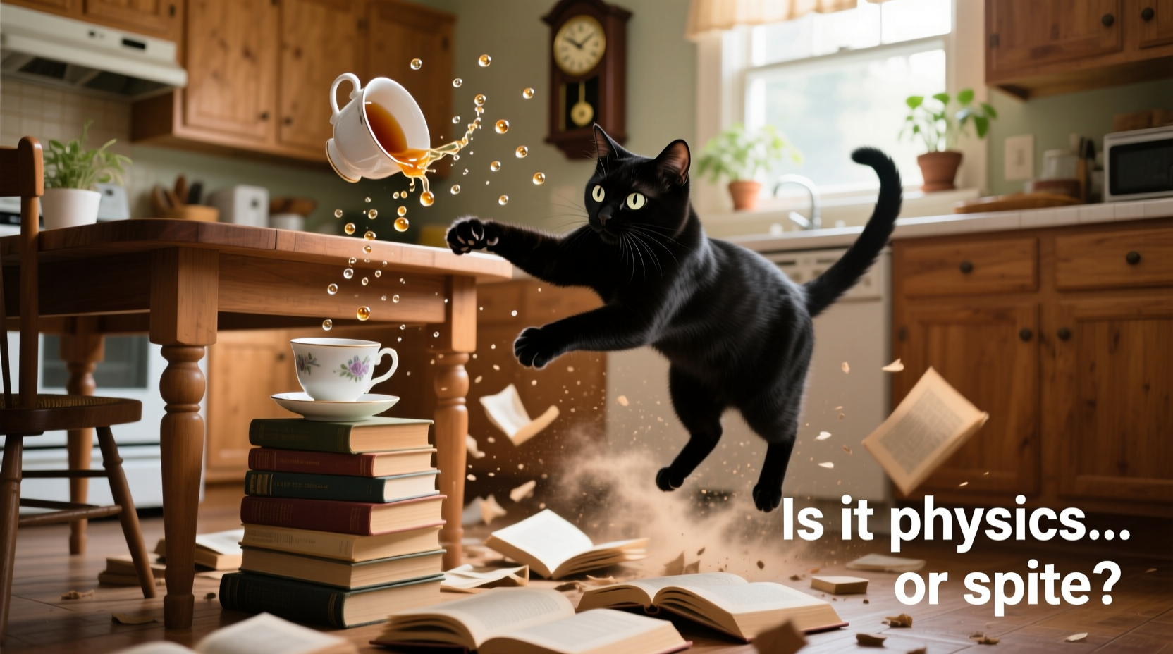 why do cats knock things off tables is it physics or spite