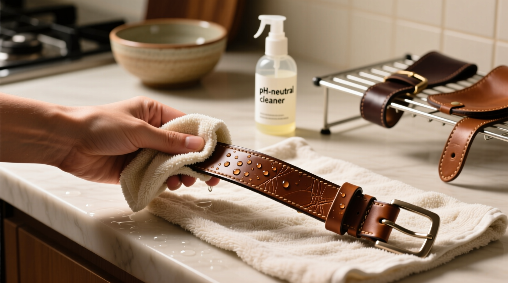 how to wash a leather belt strap safely